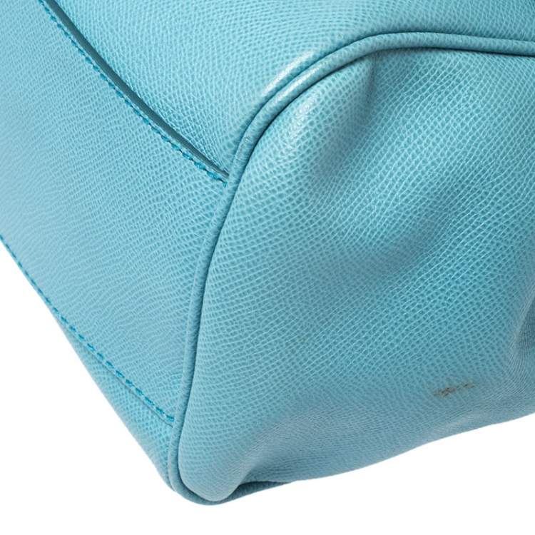 Pre Owned Dolce & Gabbana Aqua Blue Leather Large Miss Sicily Top Handle Bag