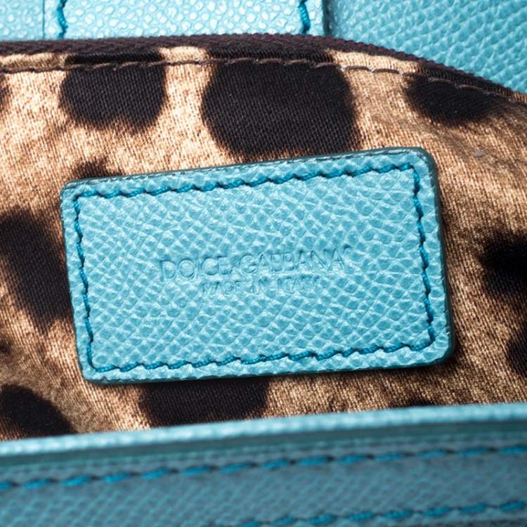 Pre Owned Dolce & Gabbana Aqua Blue Leather Large Miss Sicily Top Handle Bag