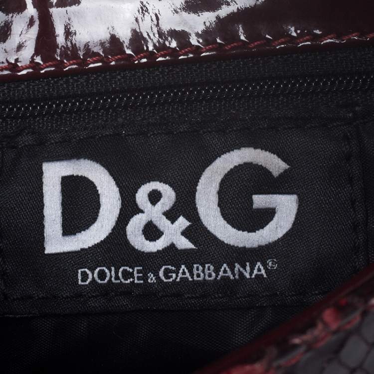 Pre Owned Dolce & Gabbana Red/Black Python Leather Flap Chain Shoulder Bag