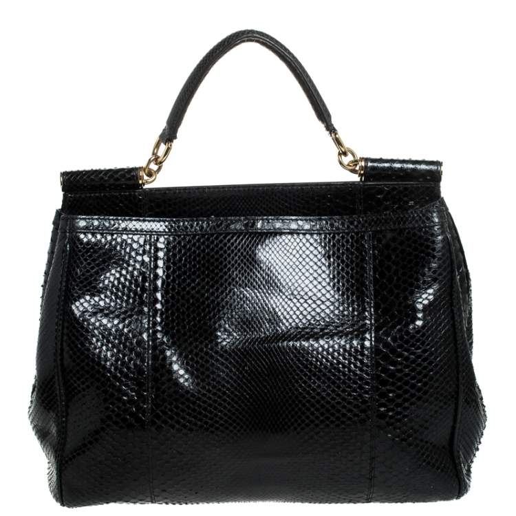 Pre Owned Dolce & Gabbana Python XL Miss Sicily Top Handle Bag