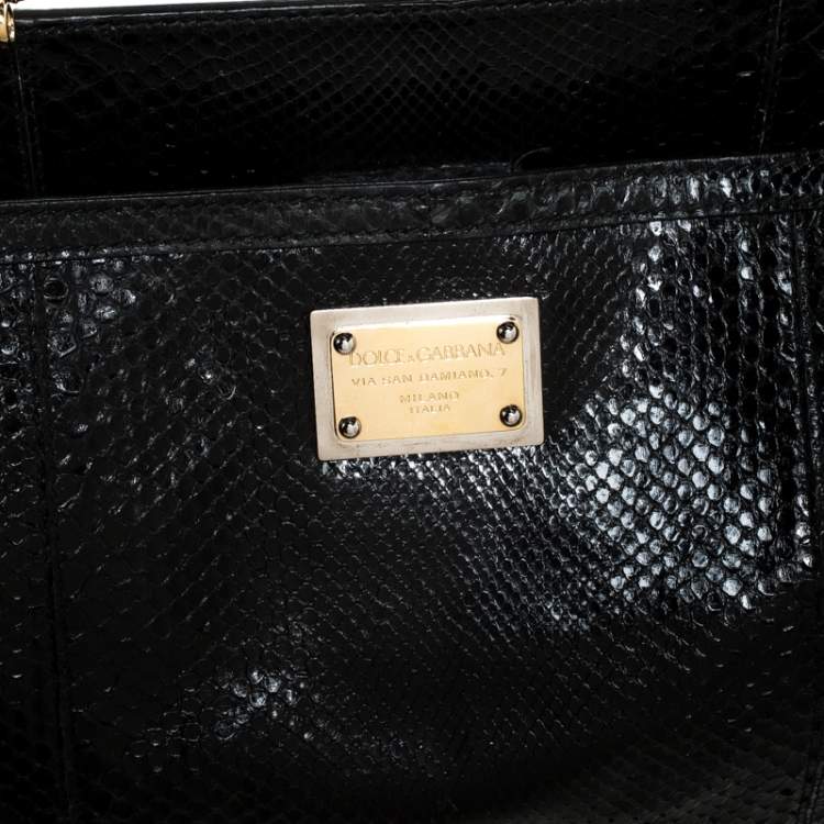 Pre Owned Dolce & Gabbana Python XL Miss Sicily Top Handle Bag