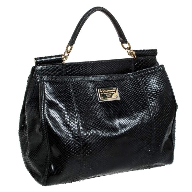 Pre Owned Dolce & Gabbana Python XL Miss Sicily Top Handle Bag