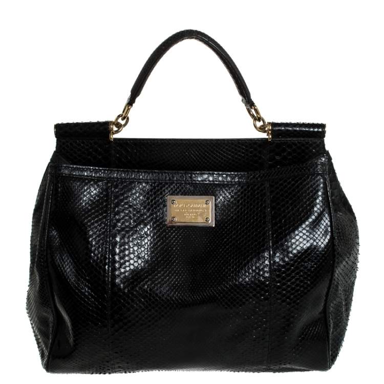 Pre Owned Dolce & Gabbana Python XL Miss Sicily Top Handle Bag