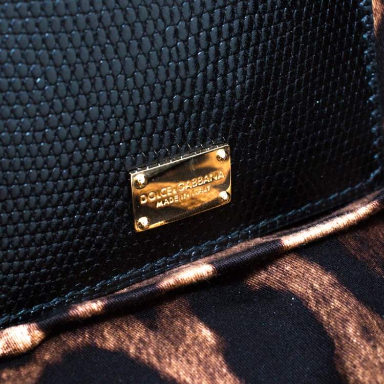 Pre Owned Dolce & Gabbana Black Lizard Embossed Leather Medium Miss Monica Top Handle Bag