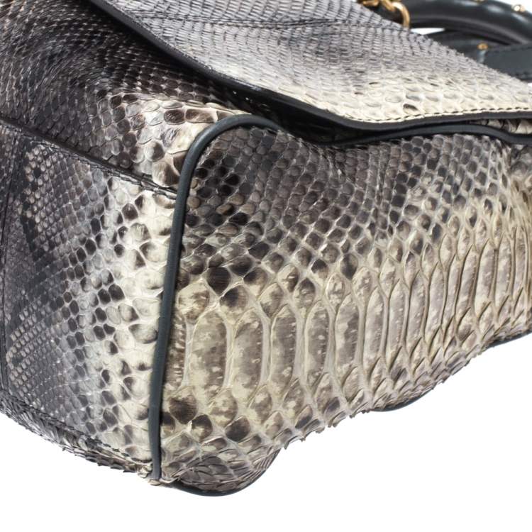 Pre Owned Dolce & Gabbana Beige/Grey Python Miss Charles Tote