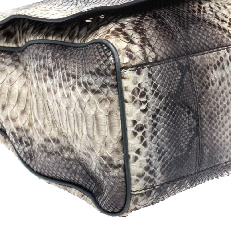 Pre Owned Dolce & Gabbana Beige/Grey Python Miss Charles Tote