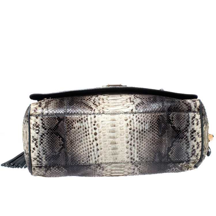 Pre Owned Dolce & Gabbana Beige/Grey Python Miss Charles Tote