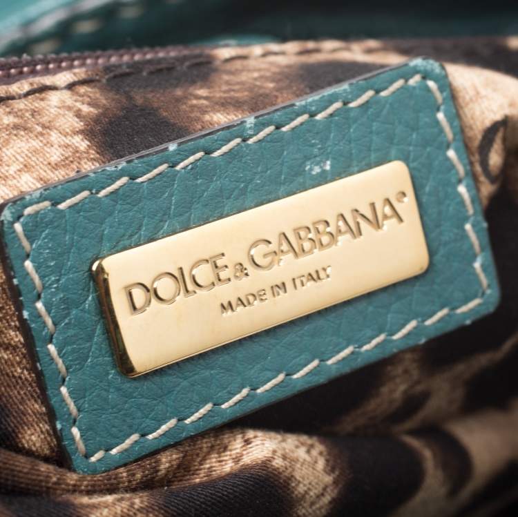Pre Owned Dolce & Gabbana Green Leather Miss Charlotte Satchel 
