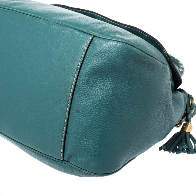 Pre Owned Dolce & Gabbana Green Leather Miss Charlotte Satchel 