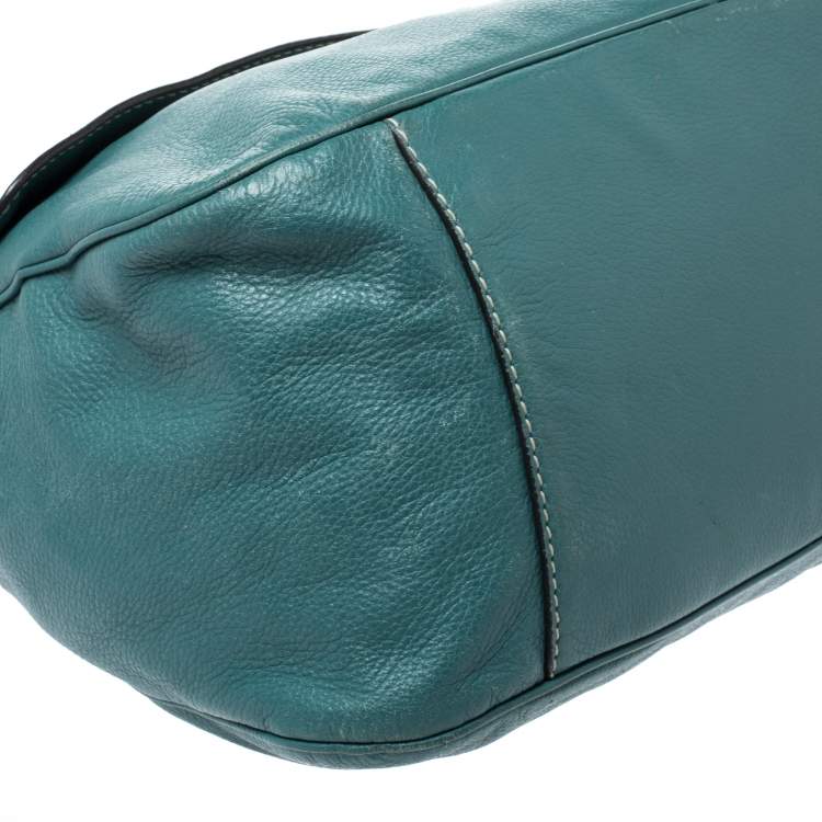 Pre Owned Dolce & Gabbana Green Leather Miss Charlotte Satchel 