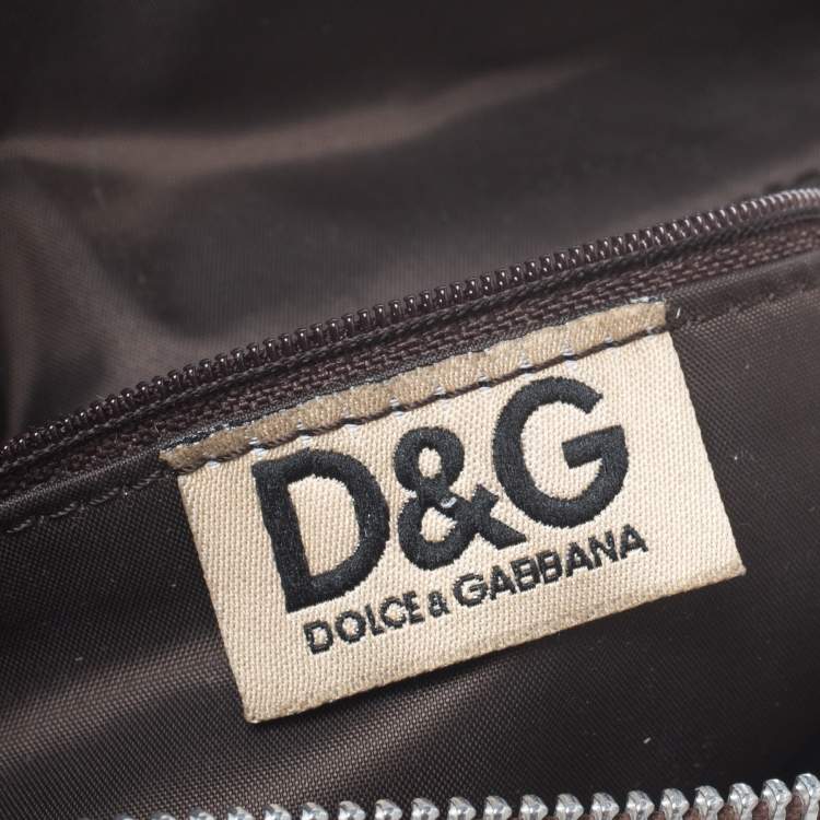 Pre Owned Dolce & Gabbana Beige/Black Python Print Fabric Tote