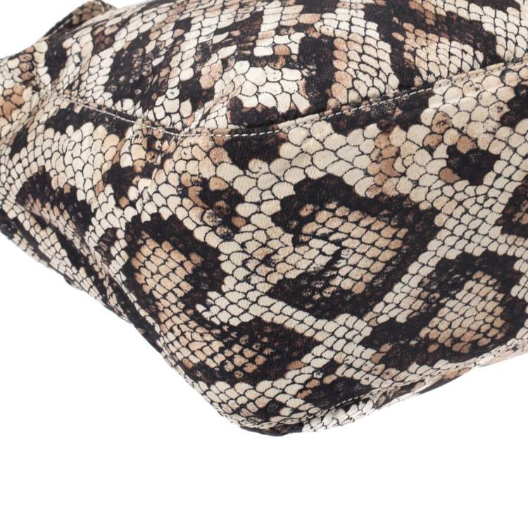 Pre Owned Dolce & Gabbana Beige/Black Python Print Fabric Tote