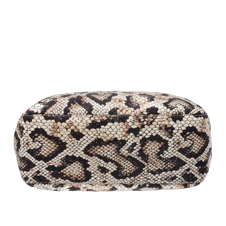 Pre Owned Dolce & Gabbana Beige/Black Python Print Fabric Tote