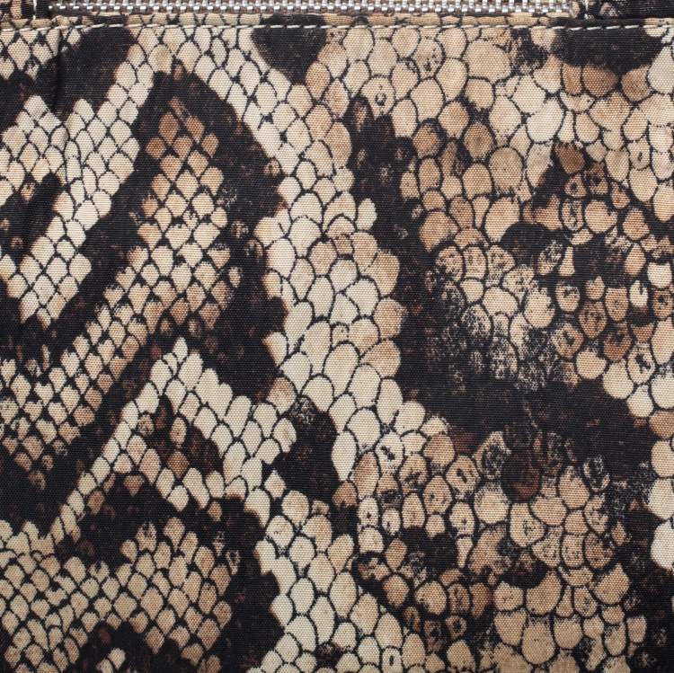 Pre Owned Dolce & Gabbana Beige/Black Python Print Fabric Tote