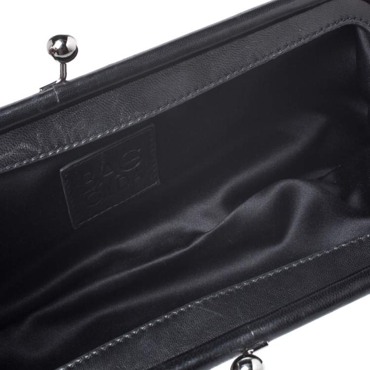 Pre Owned Dolce & Gabbana Black Lace Kiss Lock Clutch