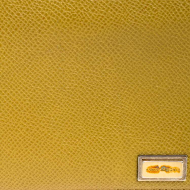 Pre Owned Dolce & Gabbana Paglia Yellow Leather Strappy Zip Around Wallet