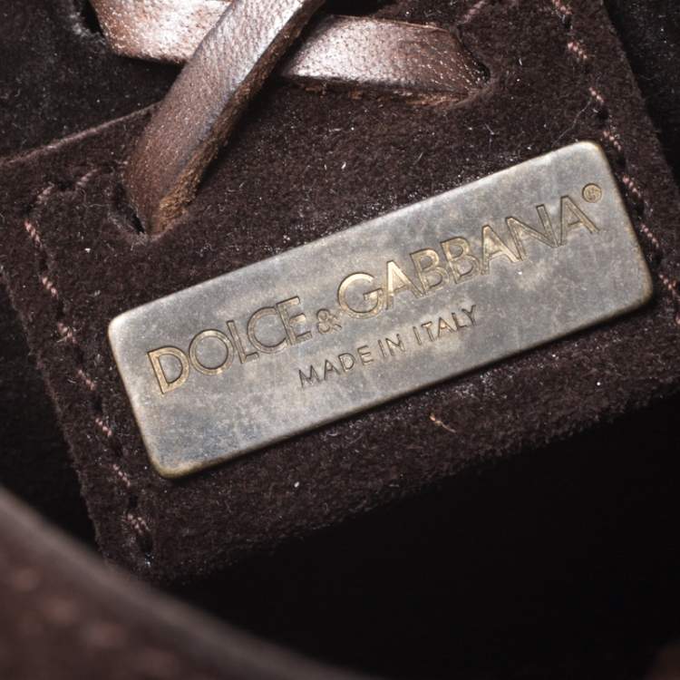 Pre Owned Dolce & Gabbana Dark Brown Suede Flap Shoulder Bag