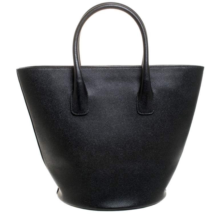 Pre Owned Dolce & Gabbana Black Leather Shopper Tote