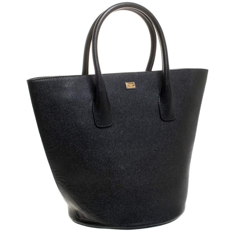 Pre Owned Dolce & Gabbana Black Leather Shopper Tote