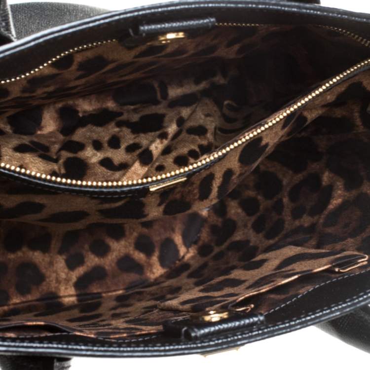 Pre Owned Dolce & Gabbana Black Leather Shopper Tote