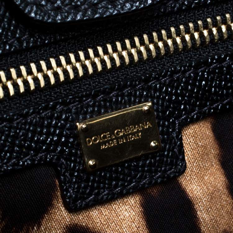 Pre Owned Dolce & Gabbana Black Leather Shopper Tote