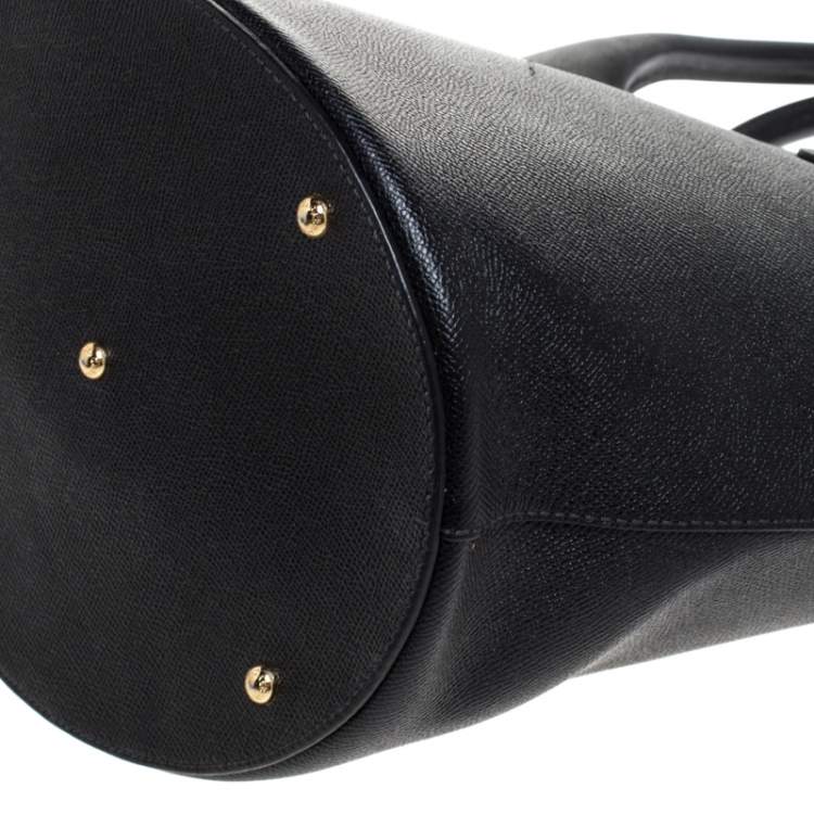 Pre Owned Dolce & Gabbana Black Leather Shopper Tote