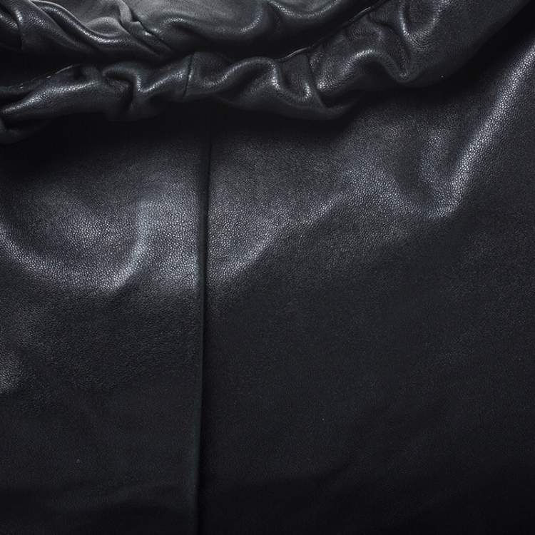 مملوكة مسبقًا Dolce & Gabbana  Black Leather and Patent Leather Pleated Hobo