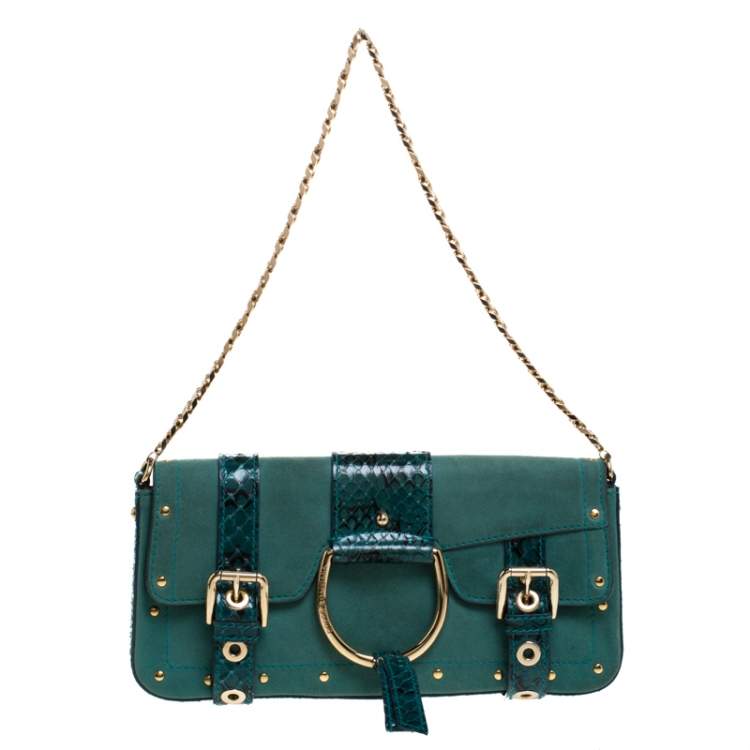 green suede shoulder bag