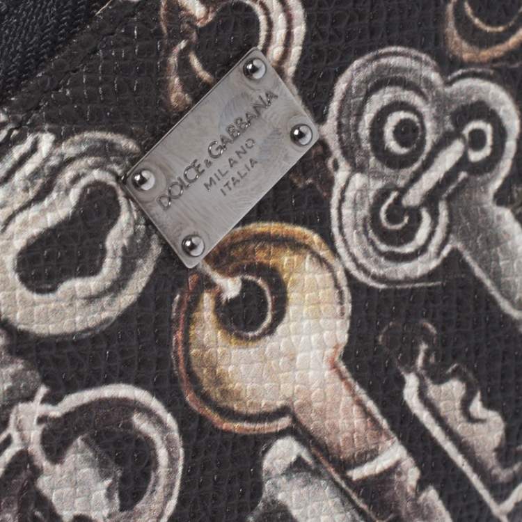 Pre Owned Dolce & Gabbana Black Key Print Canvas Coin Wallet