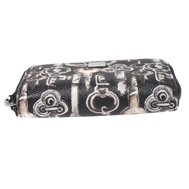 Pre Owned Dolce & Gabbana Black Key Print Canvas Coin Wallet