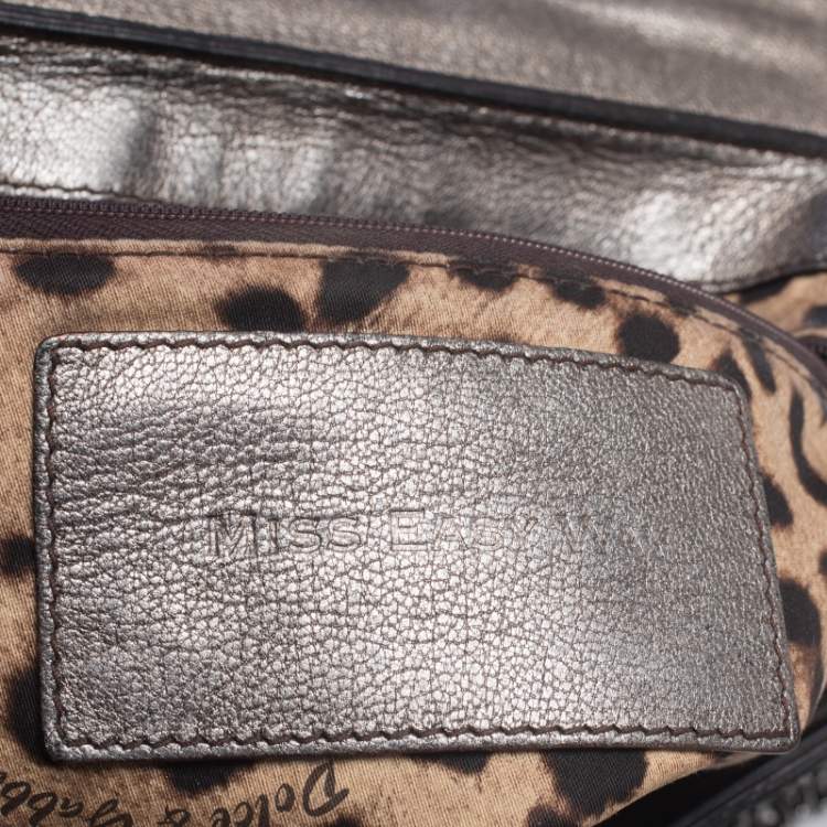 Pre Owned Dolce & Gabbana Brown Croc Embossed Patent Leather Miss Easy Way Shoulder Bag