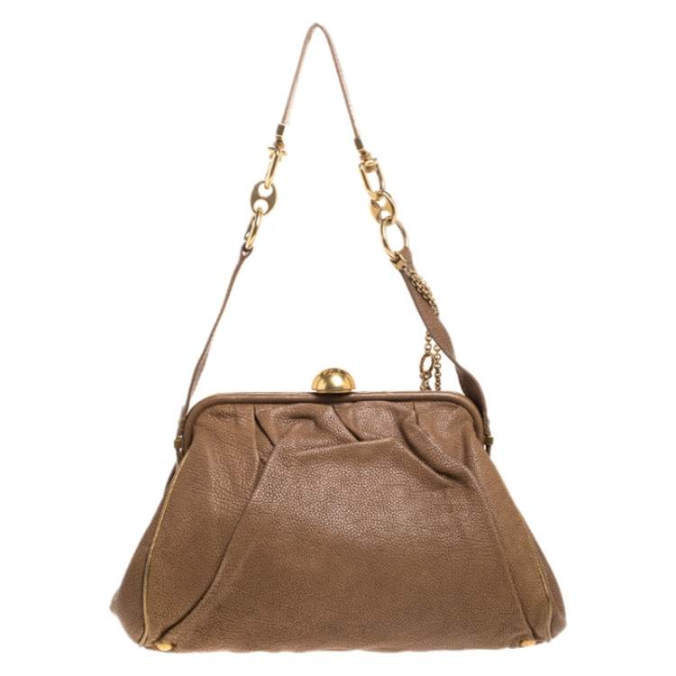 Pre Owned Dolce & Gabbana Brown Leather Frame Bag