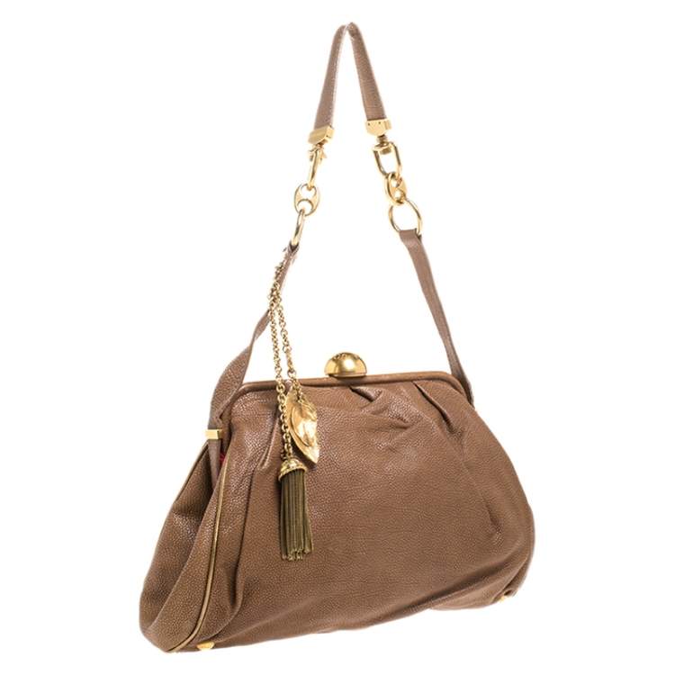 Pre Owned Dolce & Gabbana Brown Leather Frame Bag