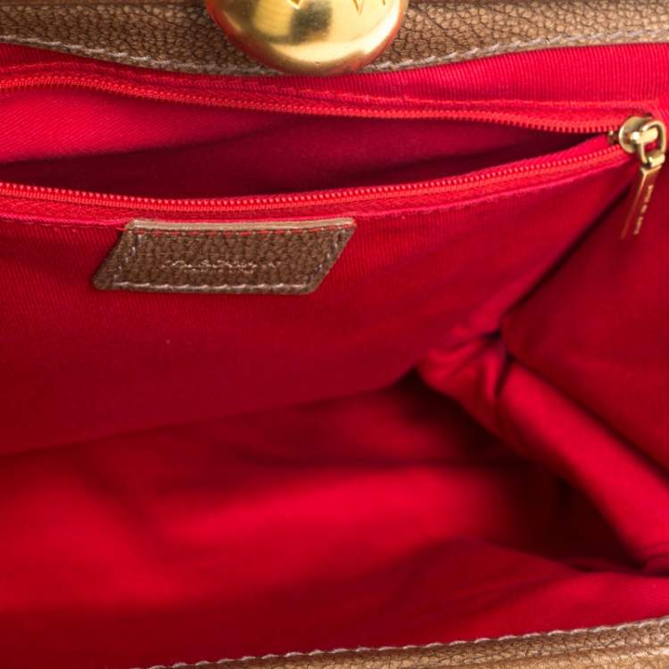 Pre Owned Dolce & Gabbana Brown Leather Frame Bag