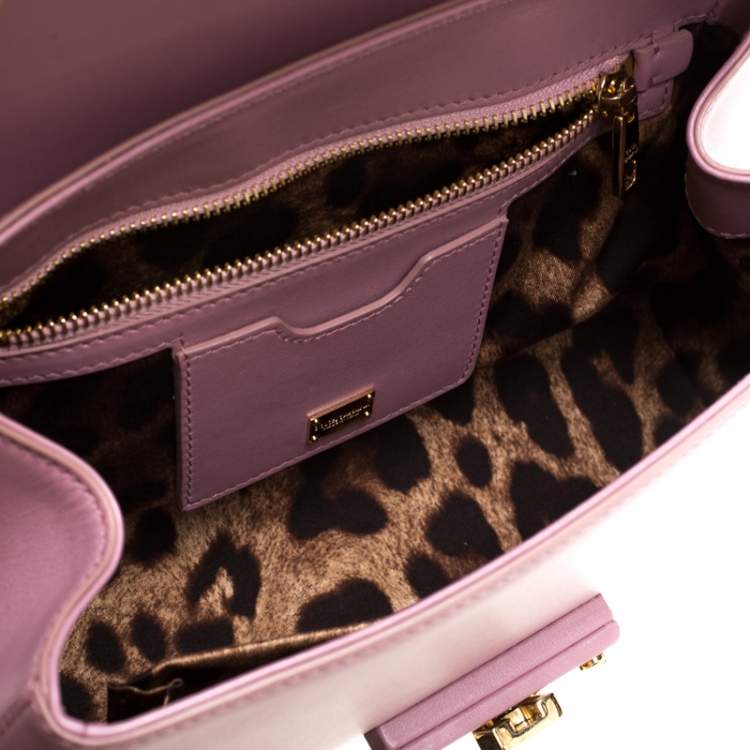Pre Owned Dolce & Gabbana Pink Leather Small Lucia Top Handle Bag