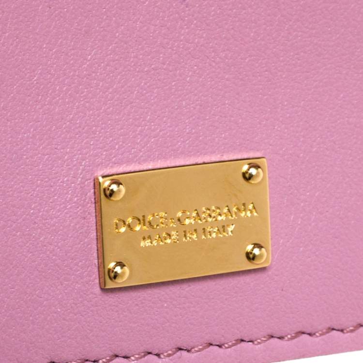 Pre Owned Dolce & Gabbana Pink Leather Small Lucia Top Handle Bag