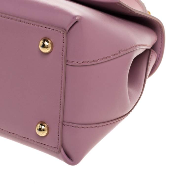 Pre Owned Dolce & Gabbana Pink Leather Small Lucia Top Handle Bag
