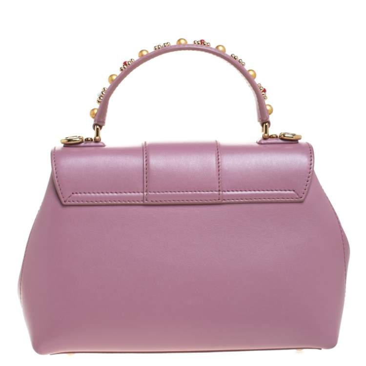 Pre Owned Dolce & Gabbana Pink Leather Small Lucia Top Handle Bag