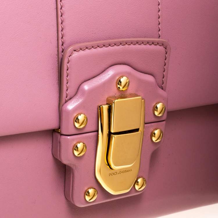 Pre Owned Dolce & Gabbana Pink Leather Small Lucia Top Handle Bag