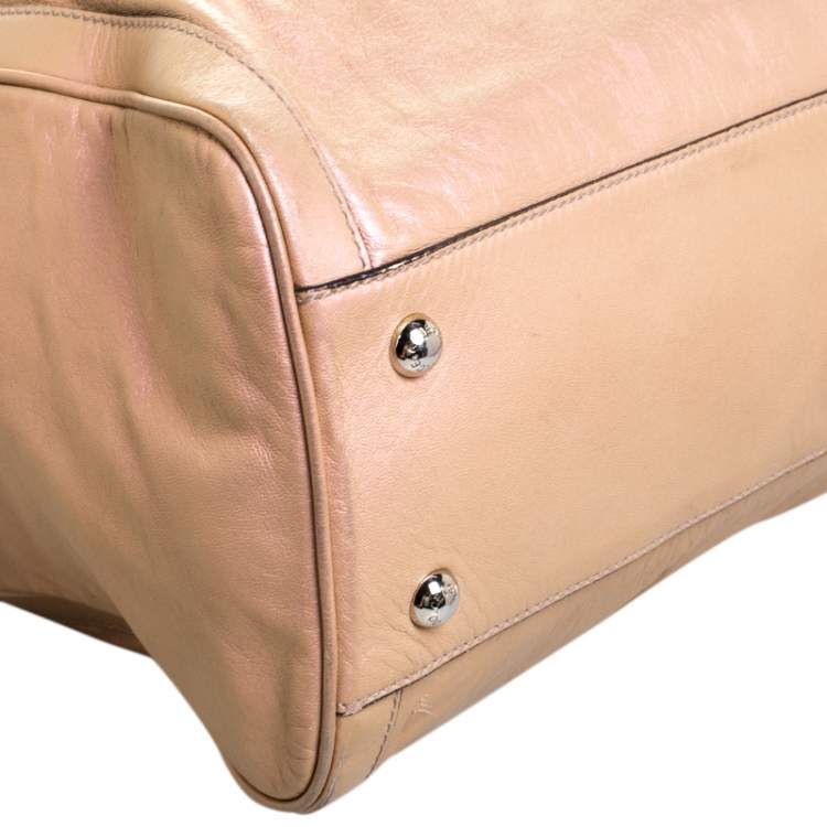 Pre Owned Dolce & Gabbana Metallic Blush Pink Leather Miss Brooke Tote