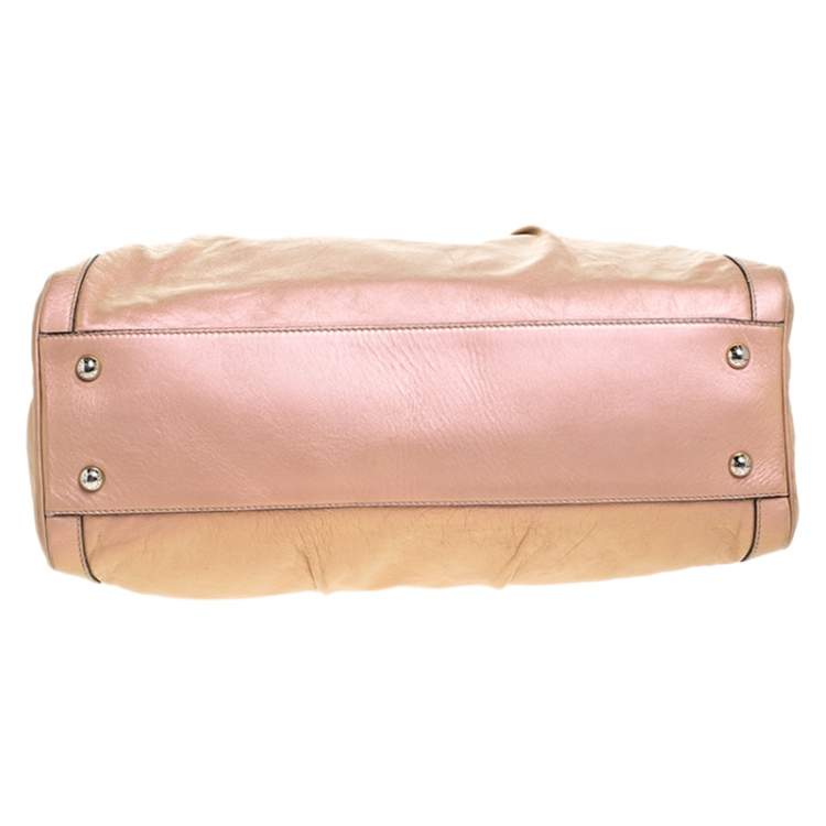 Pre Owned Dolce & Gabbana Metallic Blush Pink Leather Miss Brooke Tote