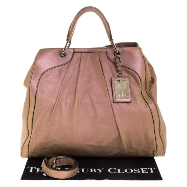 Pre Owned Dolce & Gabbana Metallic Blush Pink Leather Miss Brooke Tote