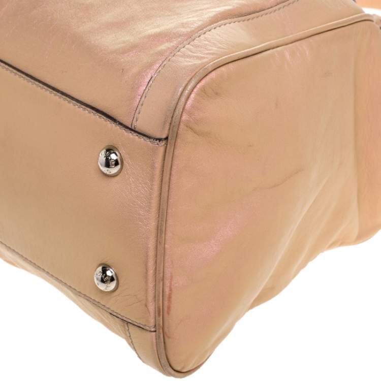 Pre Owned Dolce & Gabbana Metallic Blush Pink Leather Miss Brooke Tote