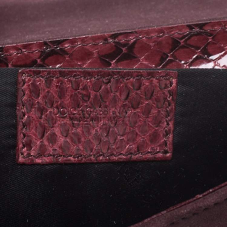 Pre Owned Dolce & Gabbana Burgundy Suede and Python Trim Chain Bag