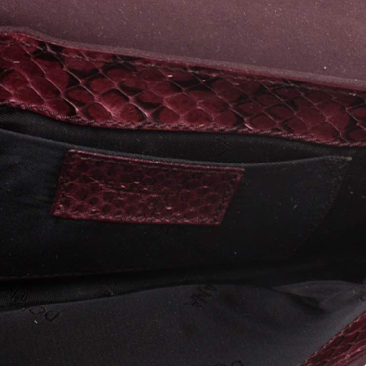 Pre Owned Dolce & Gabbana Burgundy Suede and Python Trim Chain Bag