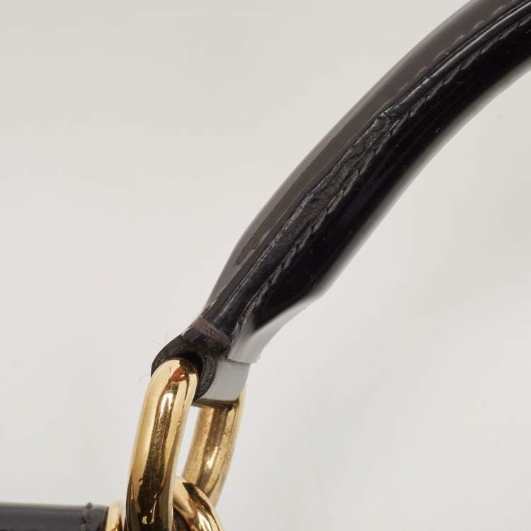 Pre Owned Dolce & Gabbana Black Patent Leather Large Miss Sicily Top Handle Bag