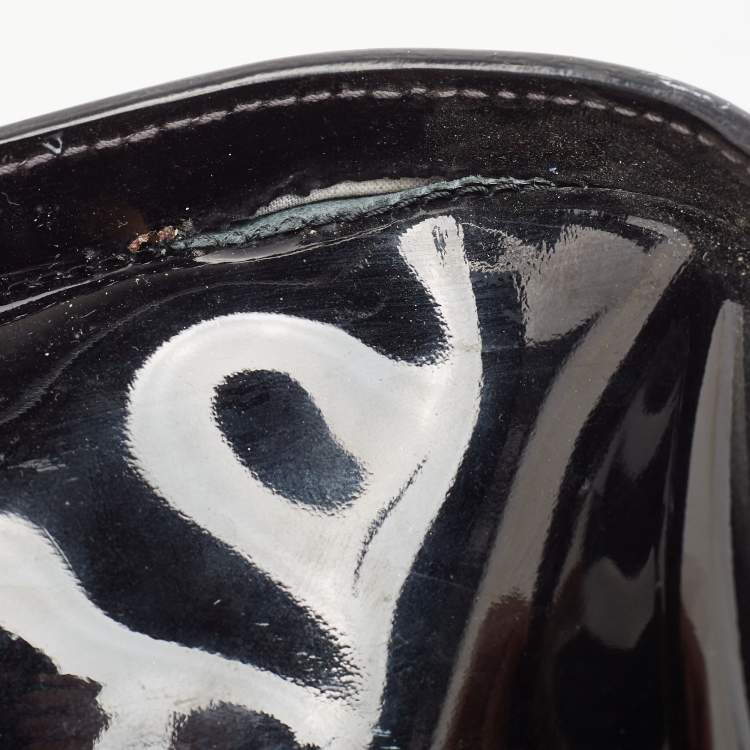 Pre Owned Dolce & Gabbana Black Patent Leather Large Miss Sicily Top Handle Bag