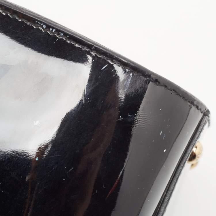 Pre Owned Dolce & Gabbana Black Patent Leather Large Miss Sicily Top Handle Bag