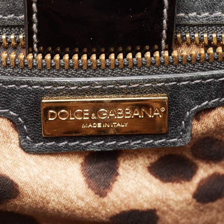 Pre Owned Dolce & Gabbana Black Patent Leather Large Miss Sicily Top Handle Bag