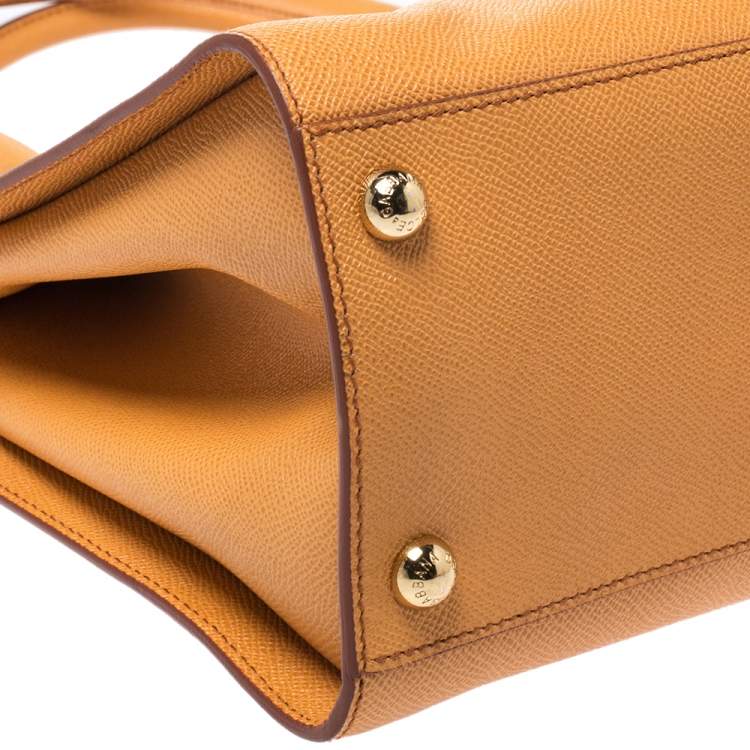 Pre Owned Dolce & Gabbana Orange Dauphine Leather Frame Tote